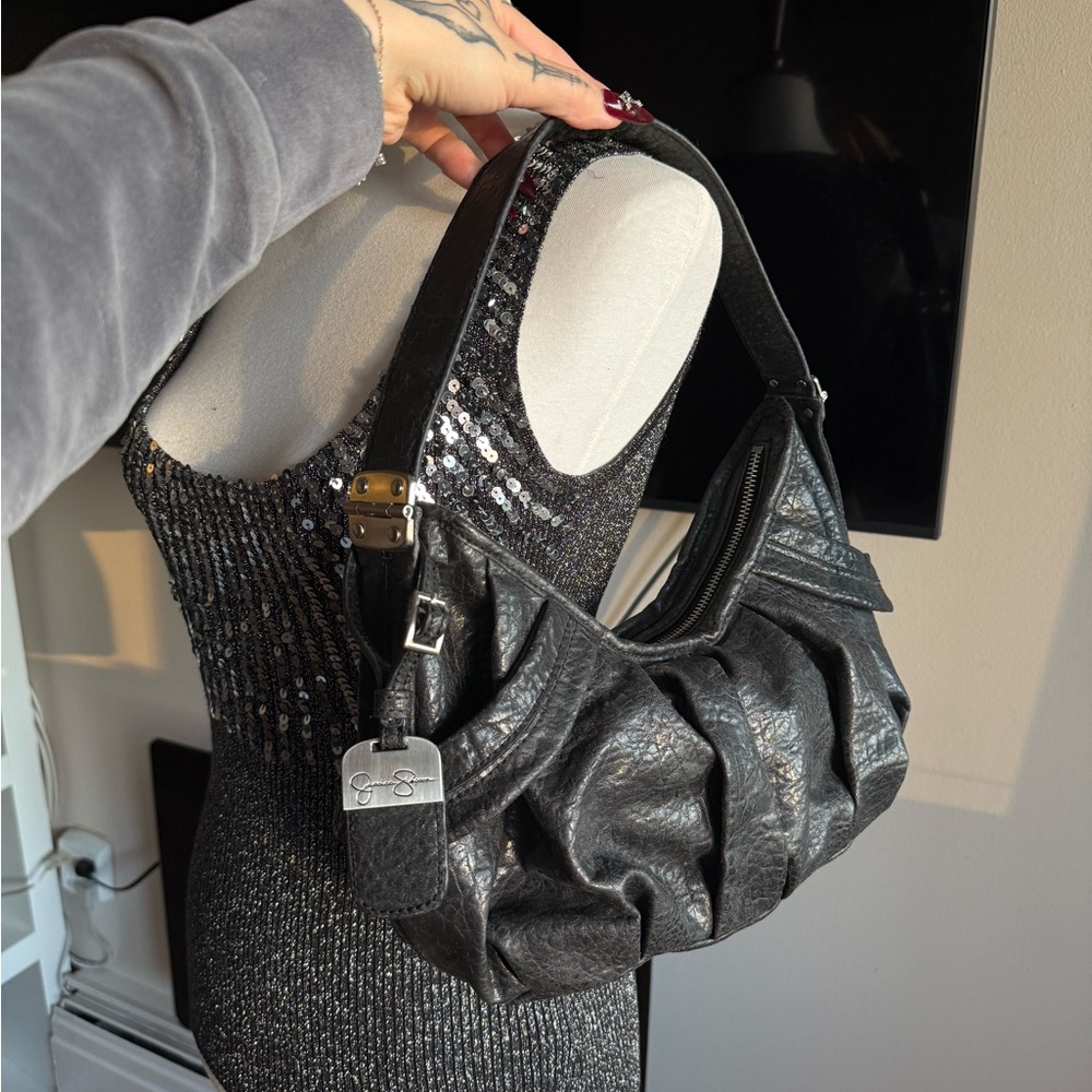 Jessica Simpson Black Textured Shoulder Bag